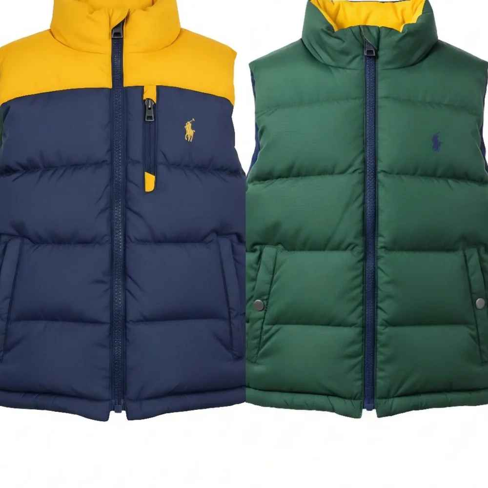Polo Ralph Lauren Kids reversible puffer vest blue and yellow color-block Sz 5